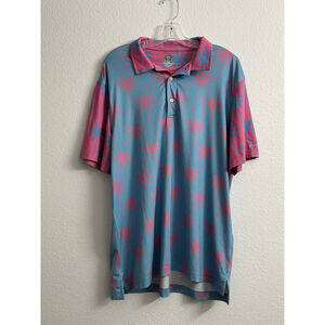 Chubbies Polo Shirt Pink Blue Stretch Electric Slide Performance Men's L